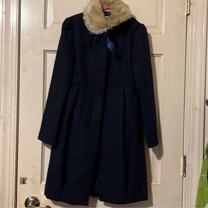 Elegant Black Coat with Faux Fur Collar